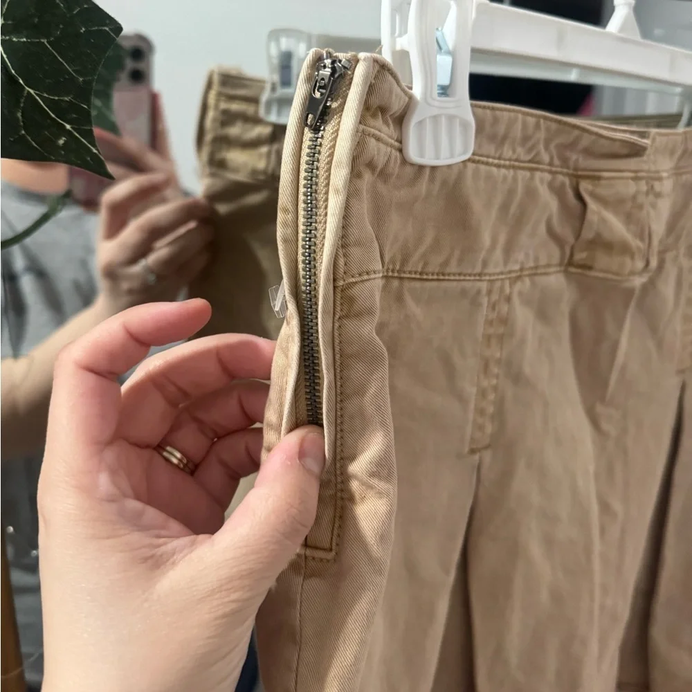 FREE PEOPLE Frayed Khaki Pleated Mini Skirt - Picture 4 of 5